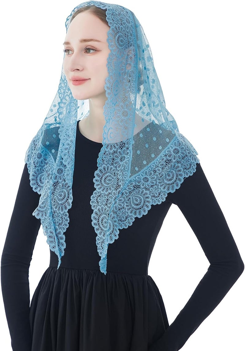 Wgior Triangle Vintage Inspired Lace Chapel Veils Catholic Mass Head Covering Scarf Mantilla Veils for Church - Image 4